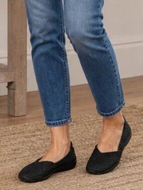 BERNIE MEV Black Catwalk Ballet Flats 7 / 38 *Worn Once* Woven Stretch Comfort